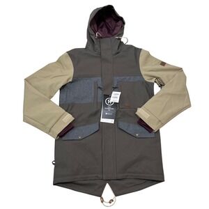 Ride Snowboard Co Montlake Jacket Mens Medium Taupe Khaki 10K Waterproof NEW